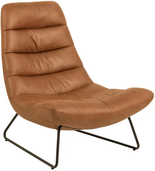 ACT NORDIC Milford sillón lounge - tela color coñac y metal negro