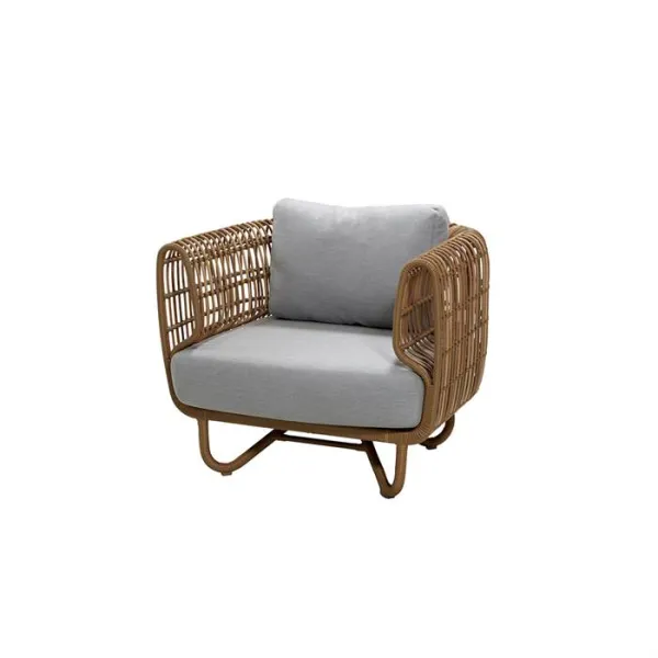 Cane-Line Nest sillón lounge - Natural con cojín gris