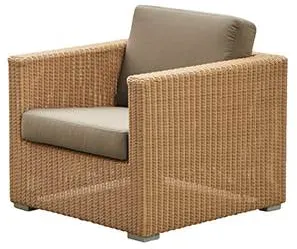 Cane-Line Chester sillón lounge, Natural, cojín en topo