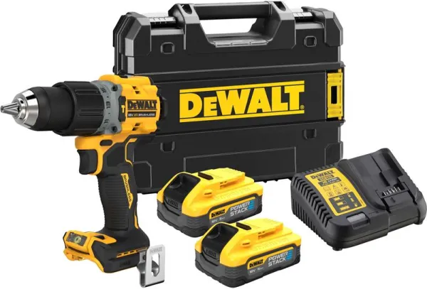 Taladro percutor sin escobillas DeWalt 18V XR - 2 baterías Powerstack 5Ah
